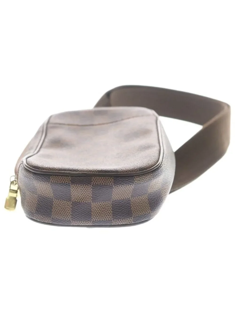 Louis Vuitton Damier Pochette Gange Waist Bag Brown Leather Gold - Picture 5 of 7